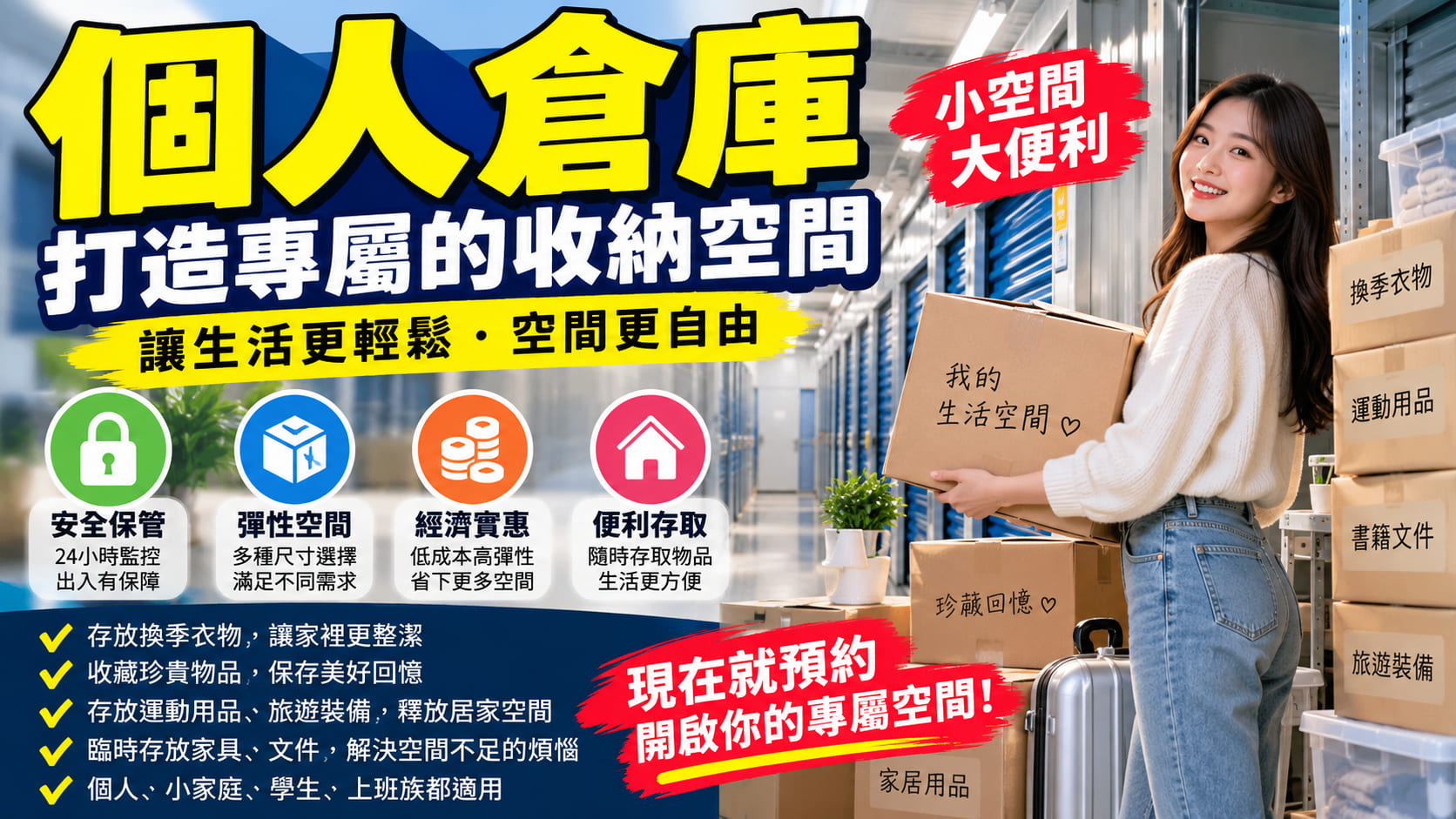 個人倉庫怎麼選？先做3件事，了解迷你倉費用、空間大小與租借注意事項